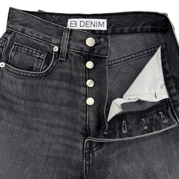 NWT EB DENIM Unraveled Two Jean High Rise Split Hem Straight Leg Jean 24 + FLAW - Picture 9 of 15